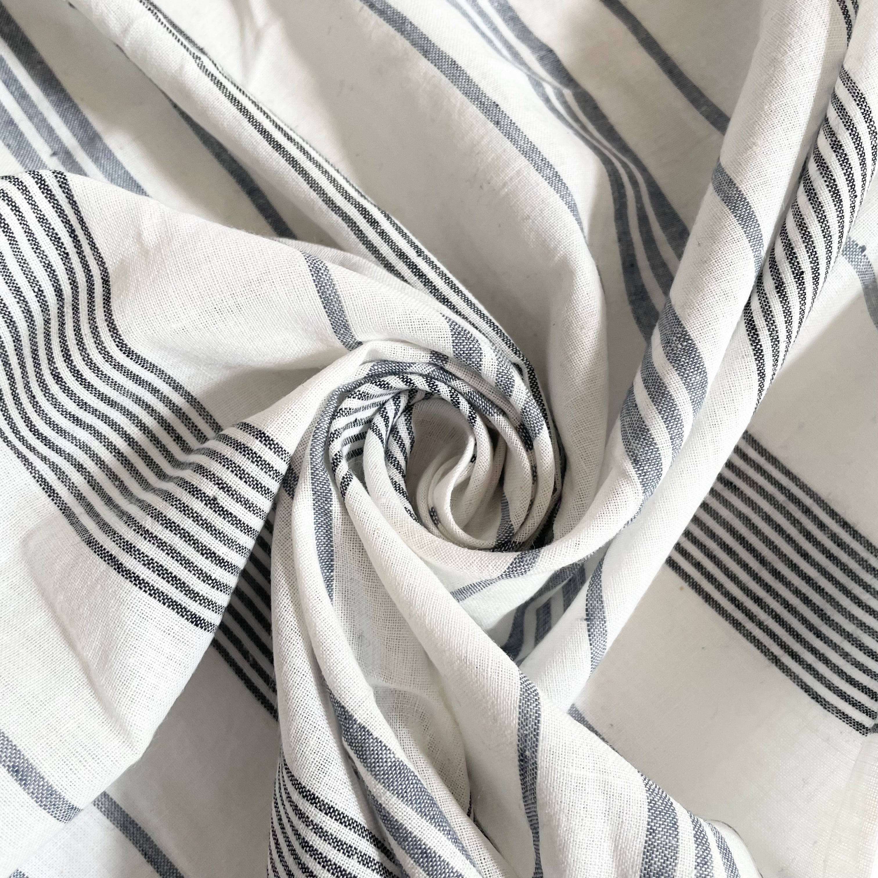 Bengal Handlooms Khadi Cotton - Charcoal Heritage Stripe