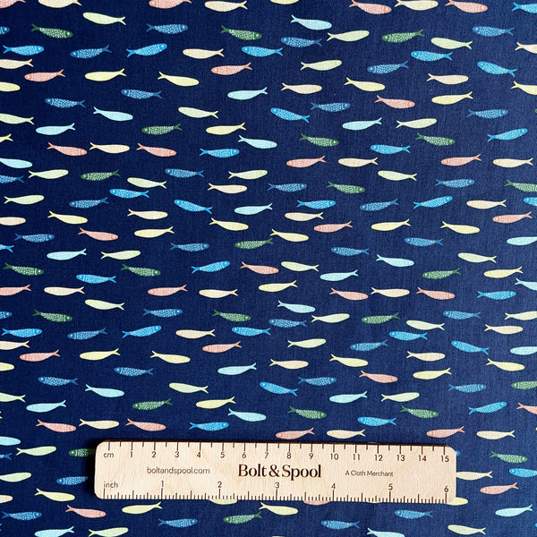 Dear Stella : Stay Salty sardine minnow fish print quilting cotton fabric