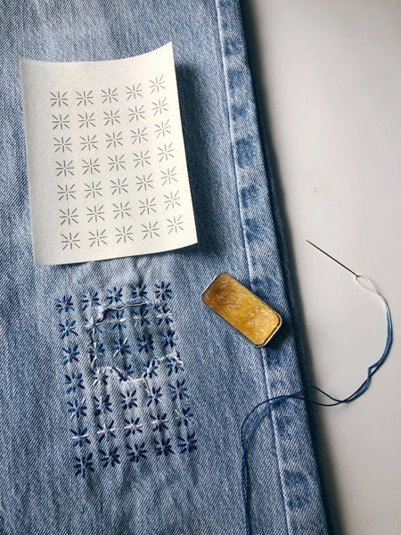 Wren Bird Arts : Washable Mending Patterns #1 Blue