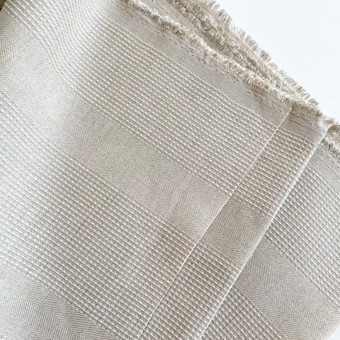 Waffle / Twill Stripe Linen - Natural