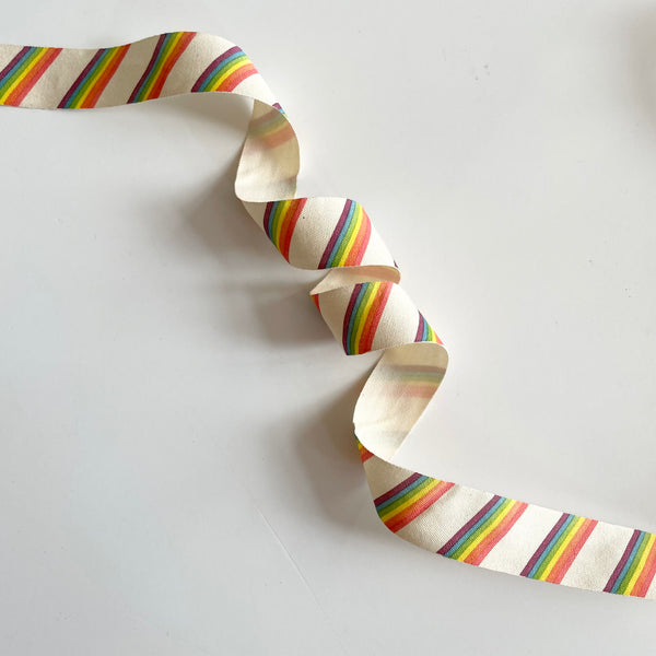 May Arts Ivory Cotton Ribbon - Rainbows