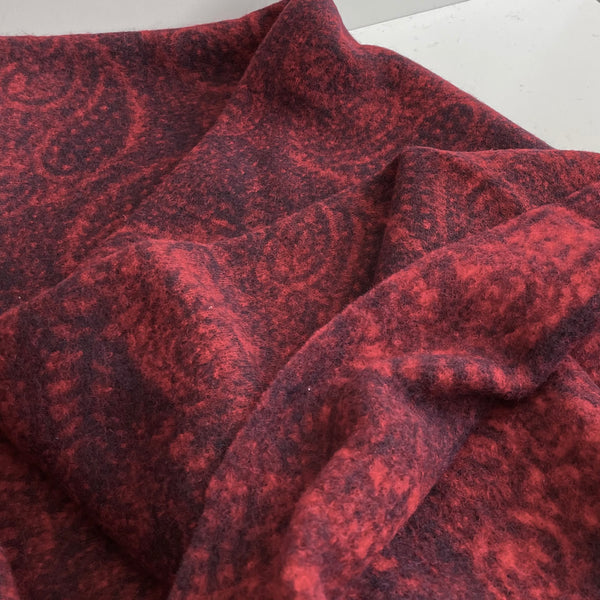 Boiled Wool - Paisley red blue fabric