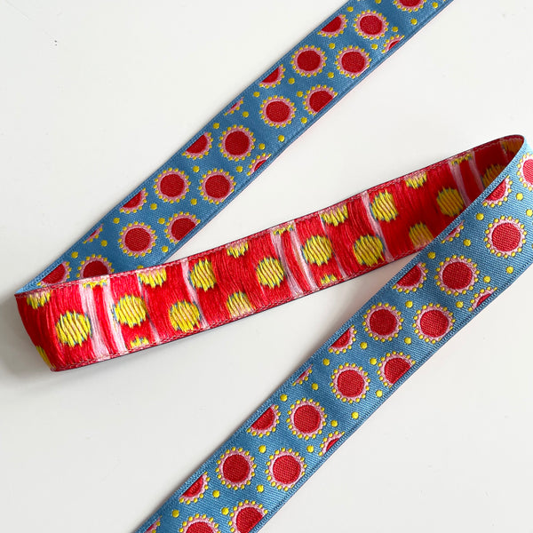 Jane Sassaman Ribbon : Dotty Dots - Blue / Red