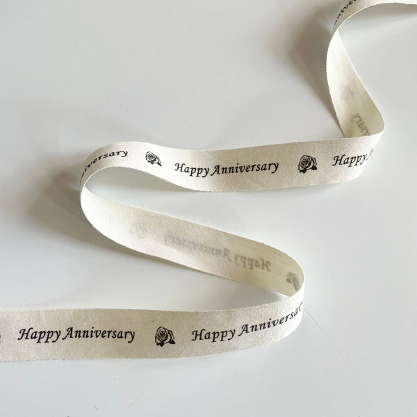 May Arts Ivory Cotton Ribbon - Happy Anniversary