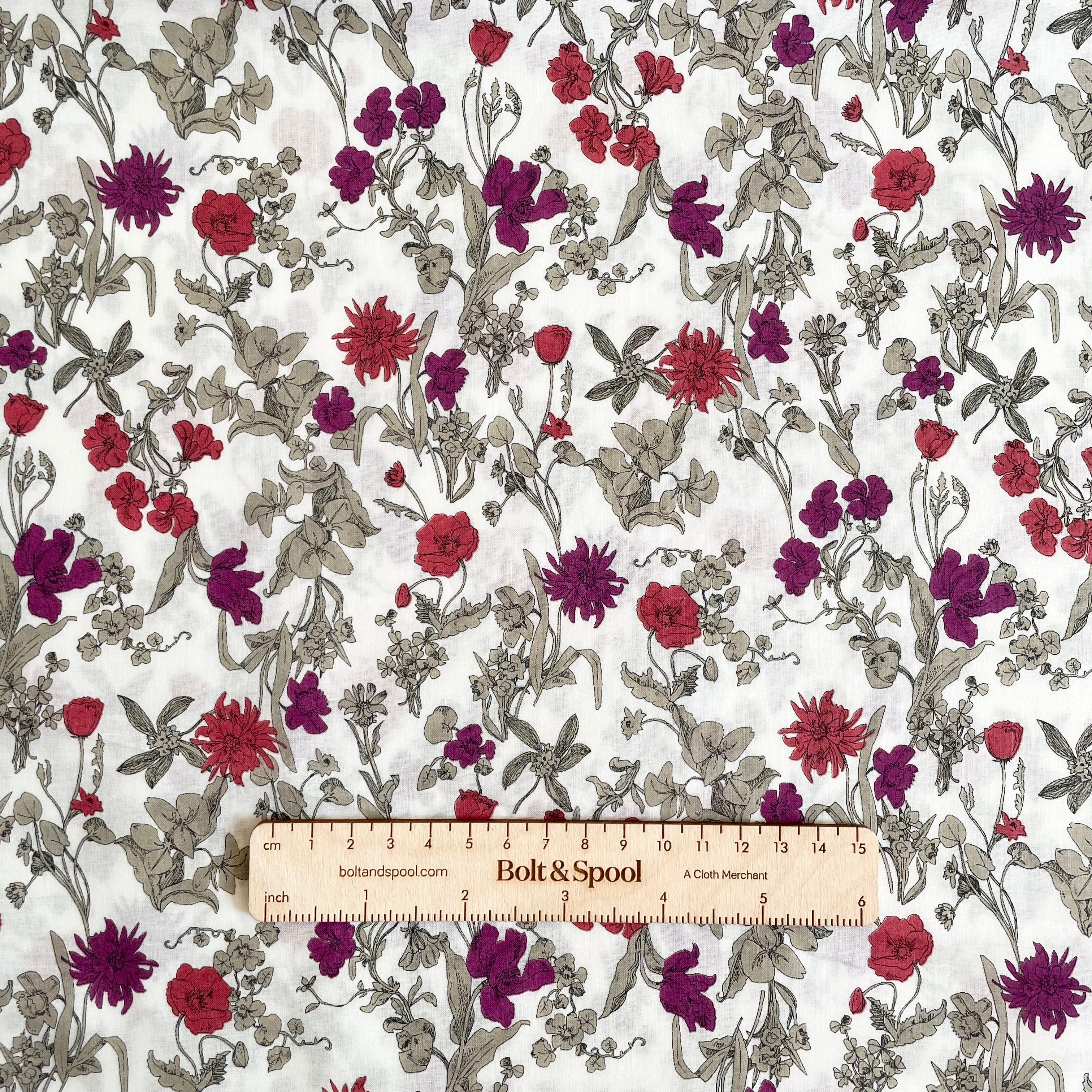 Cotton Lawn - Wine Flowers