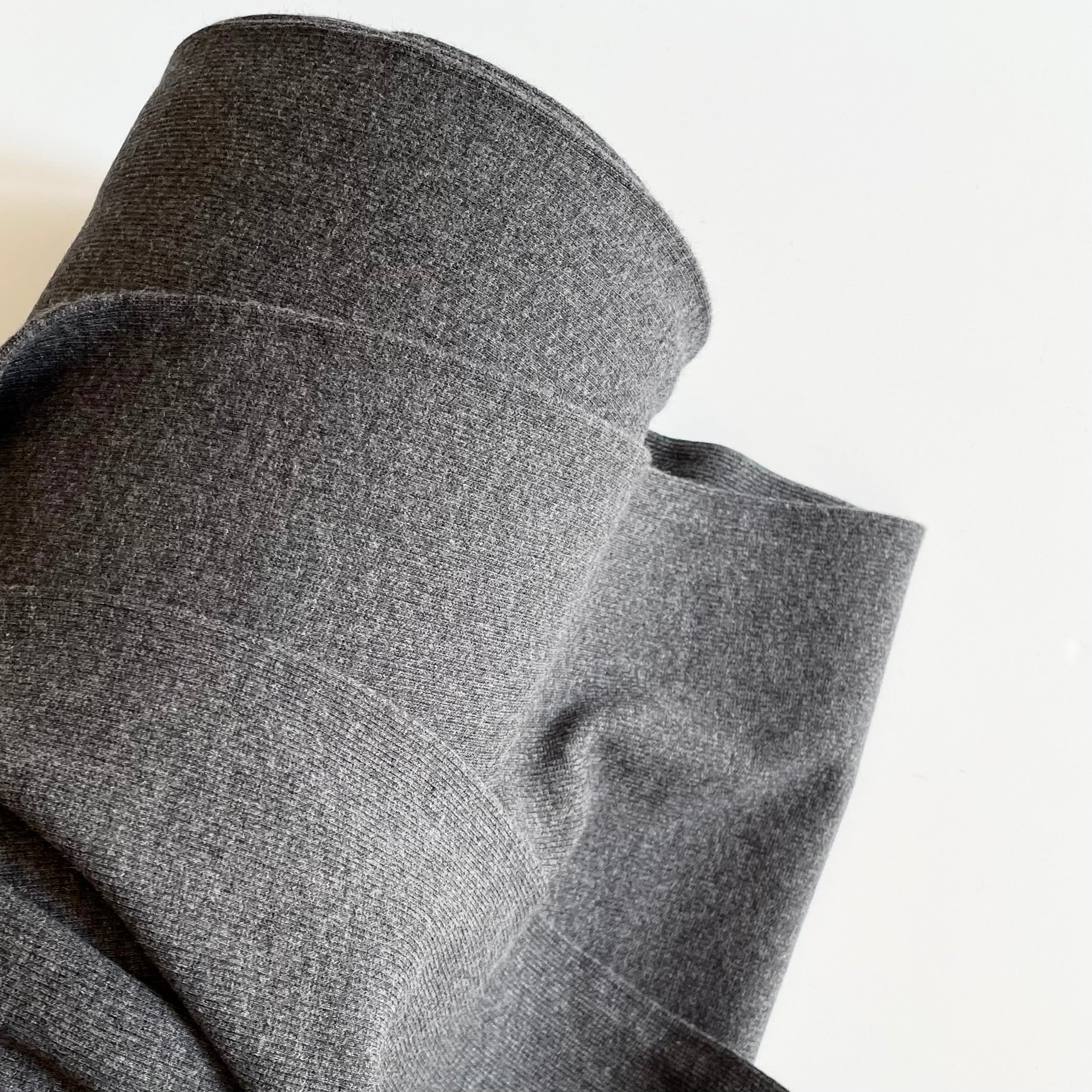 Organic Cotton 2x2 Rib Knit - Charcoal