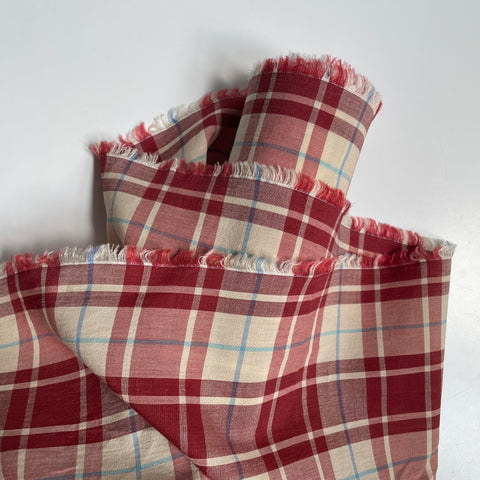 Linnet Cotton and Hemp Plaid - Red / Blue