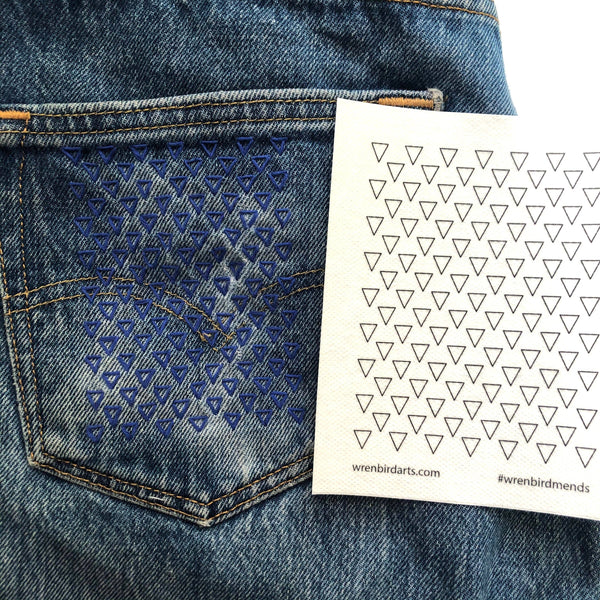 Wren Bird Arts : Washable Mending Transfers #4 Green Patterns