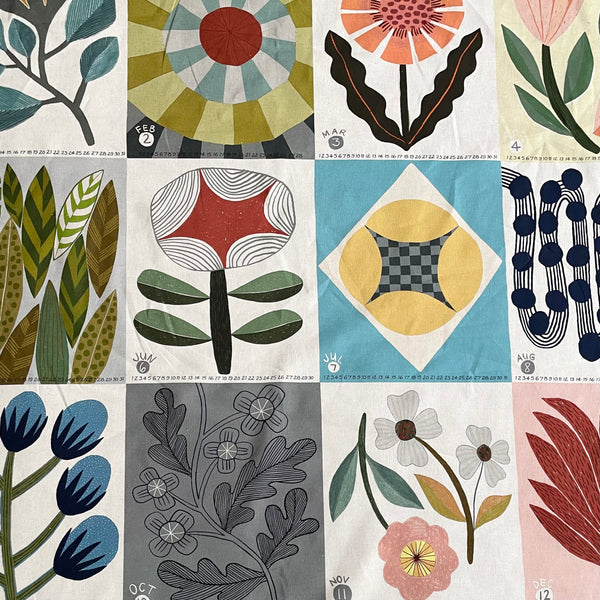 Kokka Cotton / Linen Canvas - Bookhou Calendar panel fabric