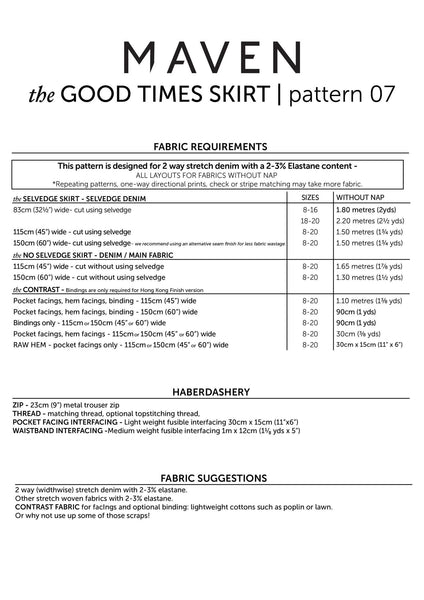 The Good Times Skirt Pattern by Maven