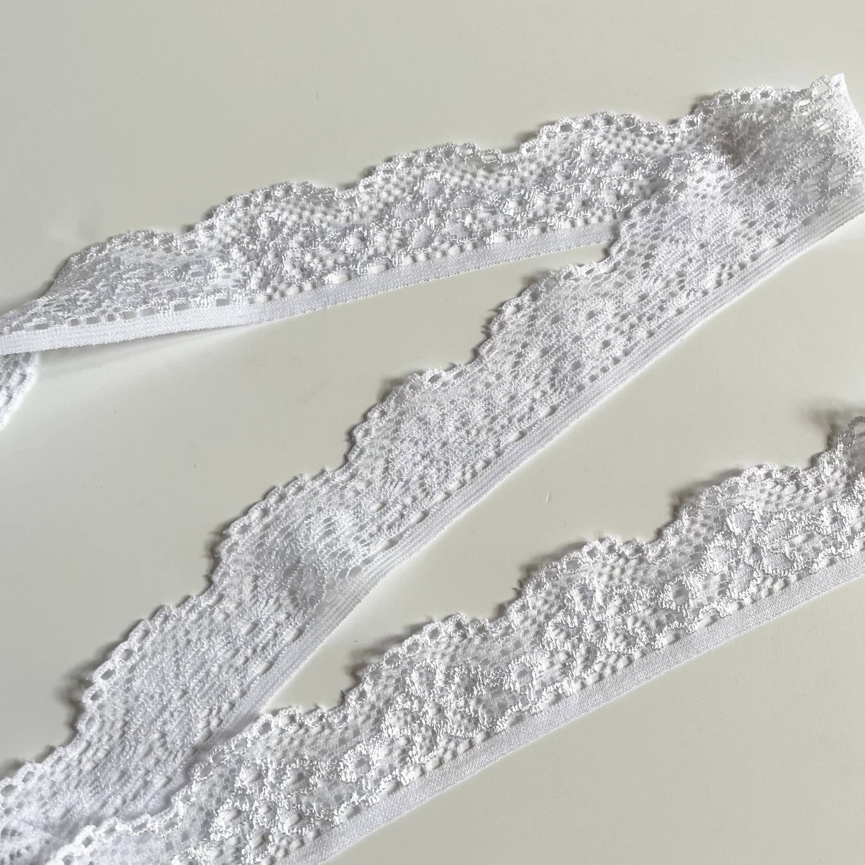 Lace Lingerie Elastic  - 3/4" White