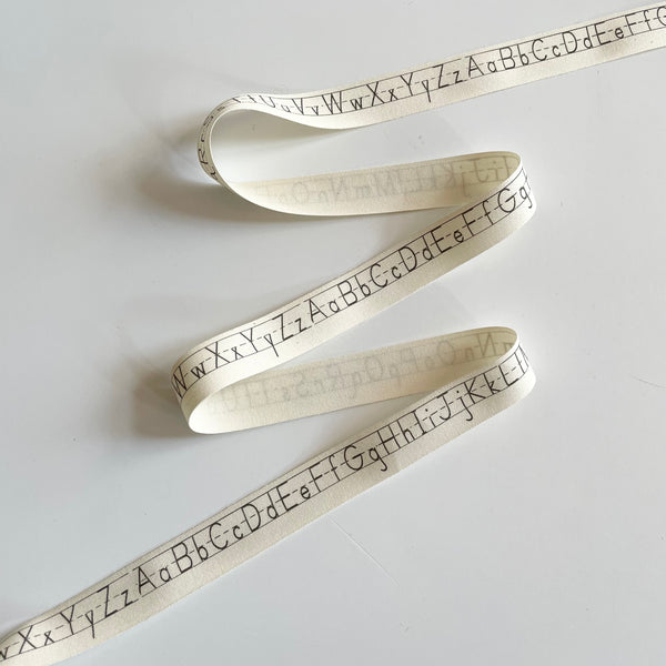 May Arts Ribbon Ivory Cotton Ribbon - Alphabet Print
