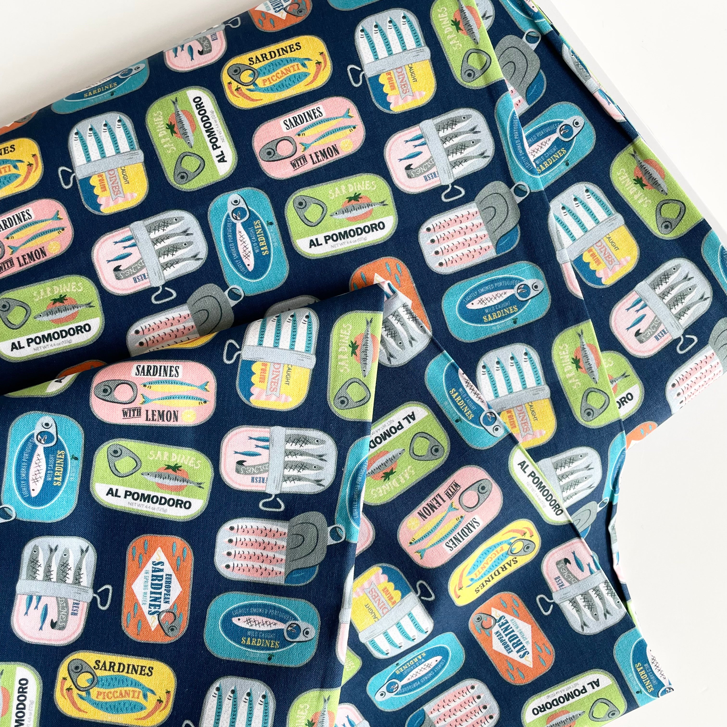 Dear Stella : Partners in Brine tinned fish quilting cotton