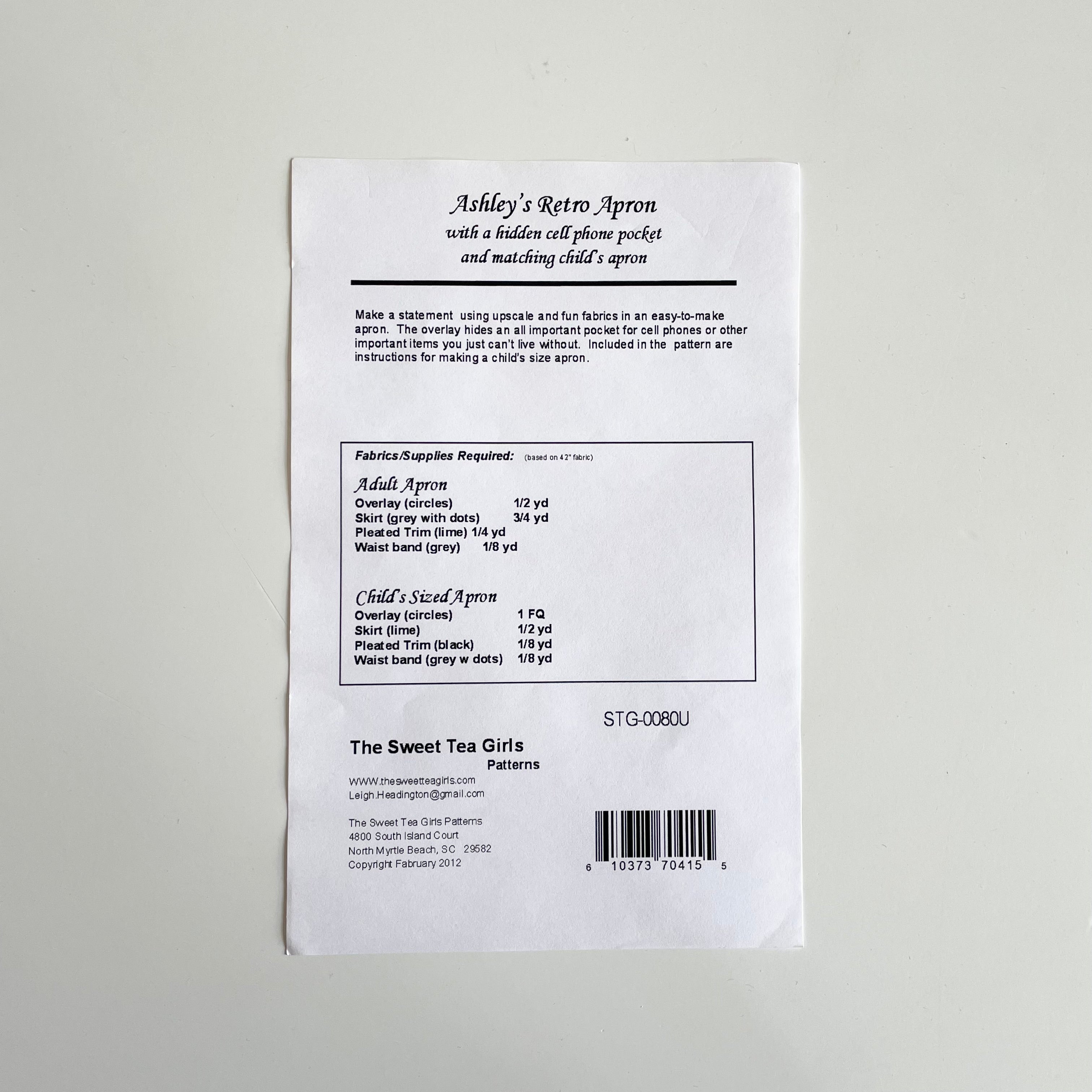 The Sweet Tea Girls Patterns : Ashley's Retro Apron