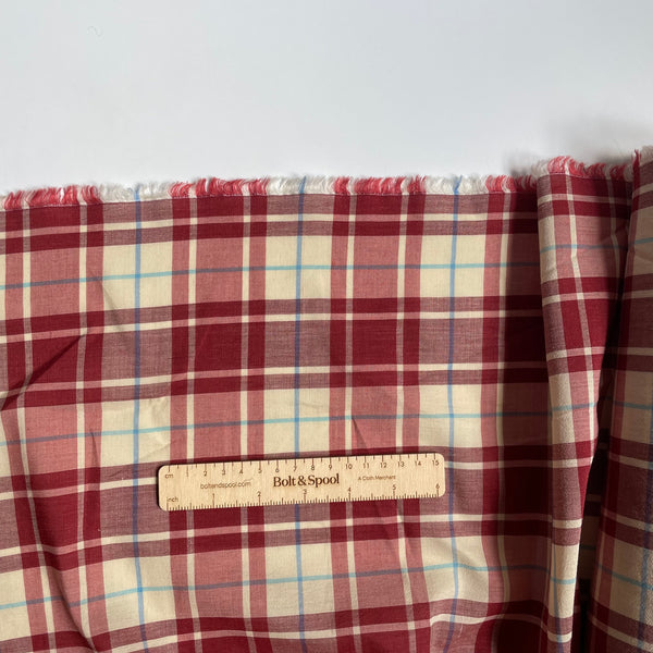 Linnet Cotton and Hemp Plaid - Red / Blue