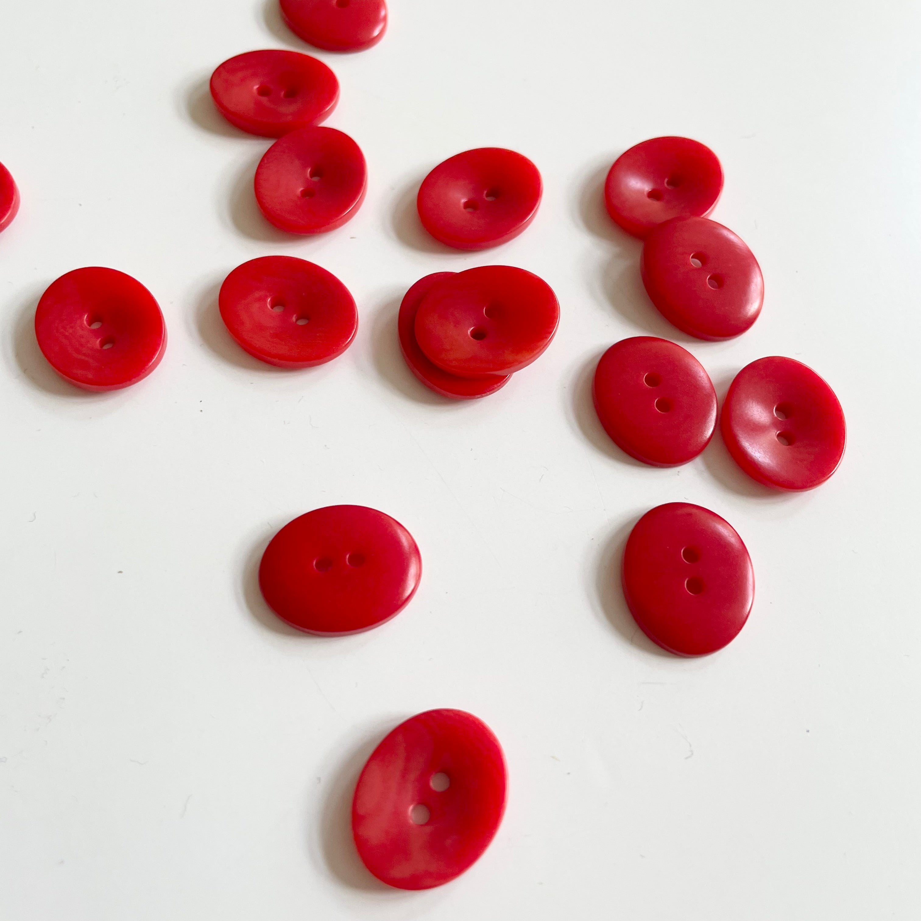 Oval Corozo Button - Red