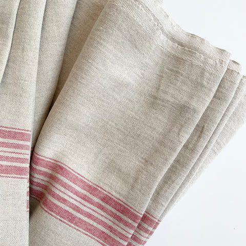Heavy Weight Linen - Natural / Red Stripe