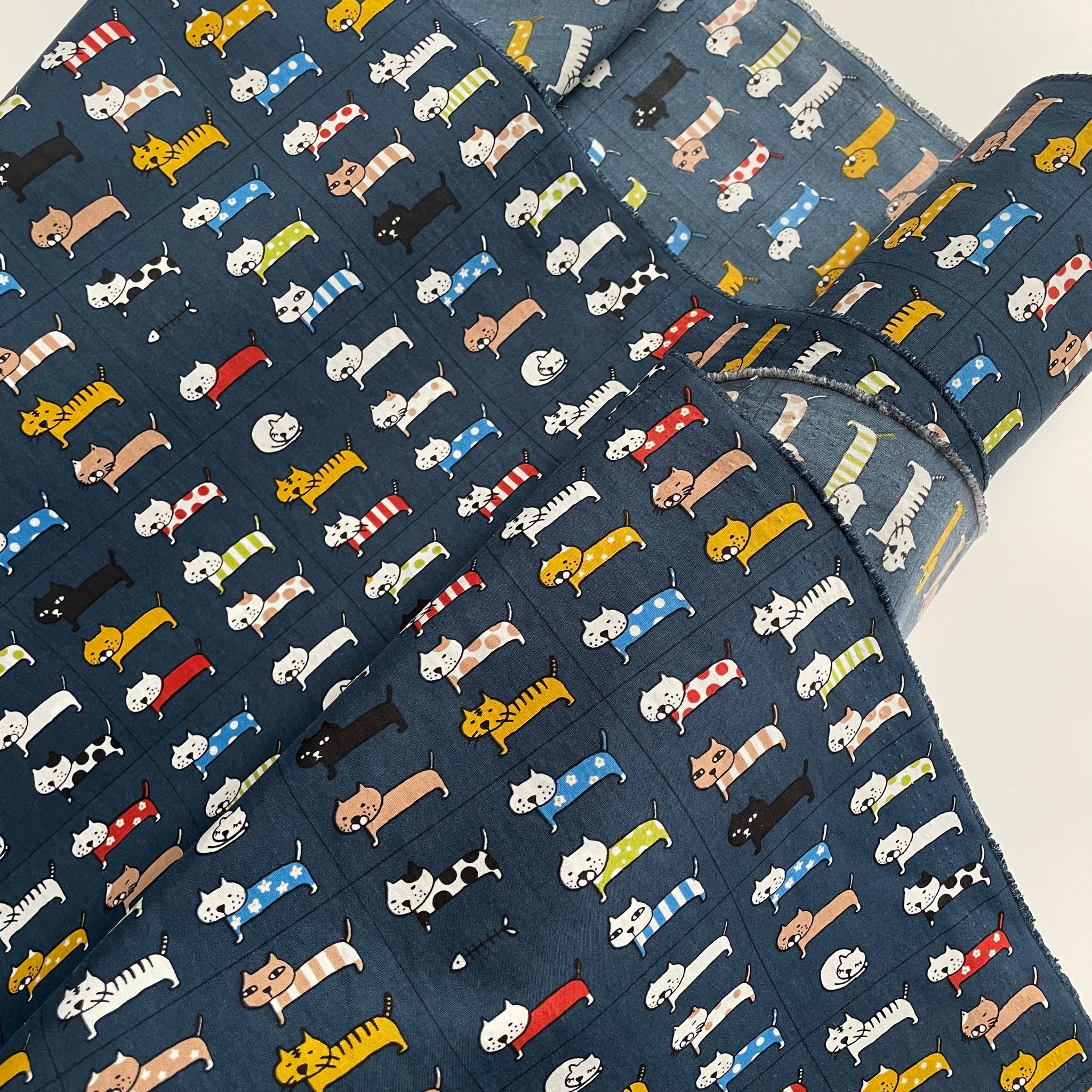 Kobayashi Nylon Taffeta - Cats Navy