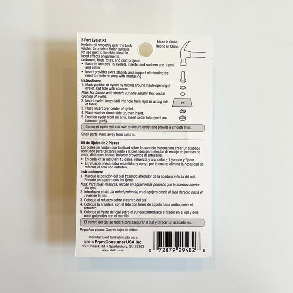 Dritz 2-Part Eyelet Kit - Silver 1/4"