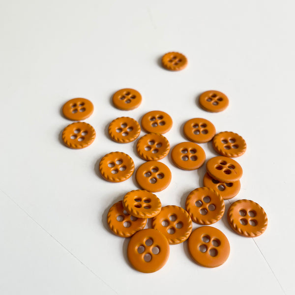 Crimped Edge Metal Button - Orange