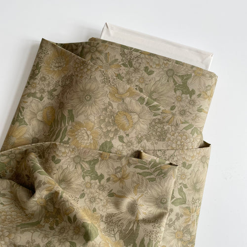 Sevenberry Cotton Broadcloth - Khaki Floral