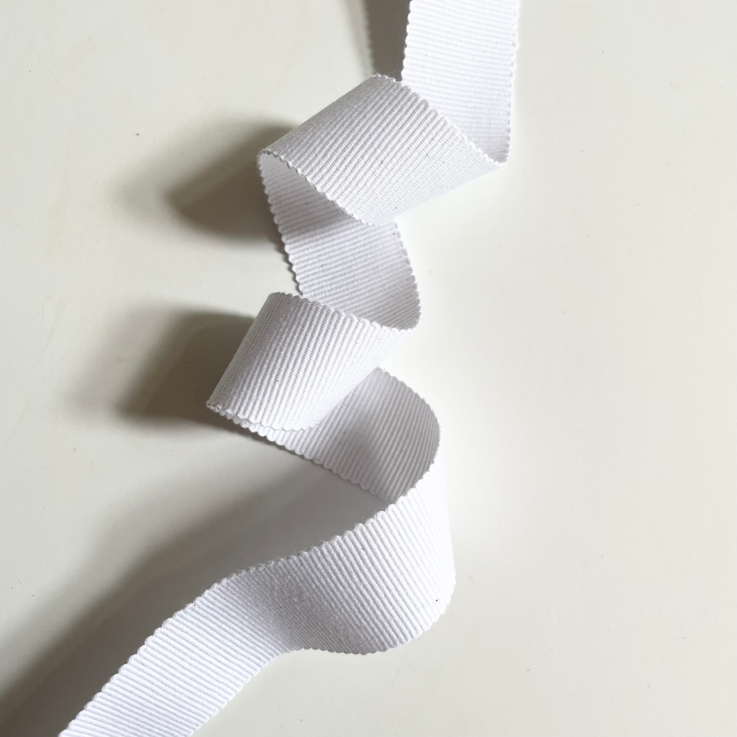 Cotton Petersham Ribbon - White 1"
