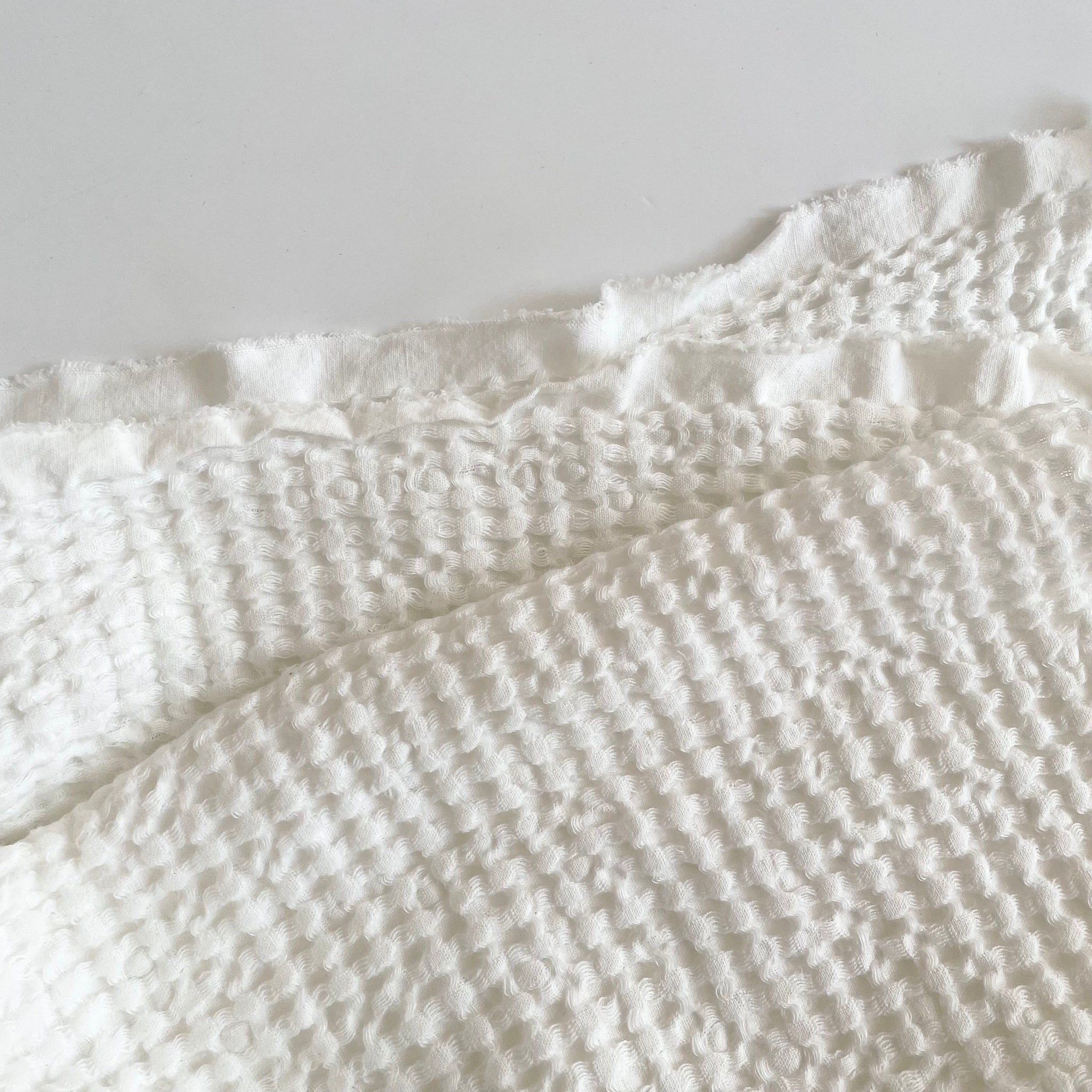 Waffle Weave Linen / Cotton - Milk White