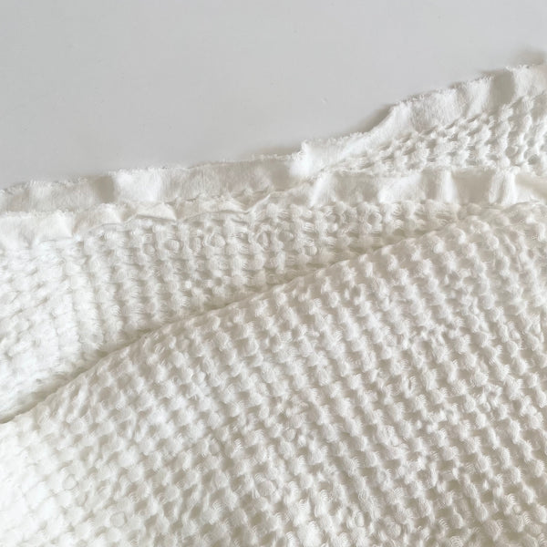 Waffle Weave Linen / Cotton - Milk White