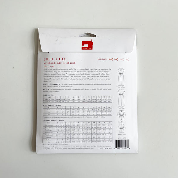 Liesl + Co : Northbridge Jumpsuit sewing pattern