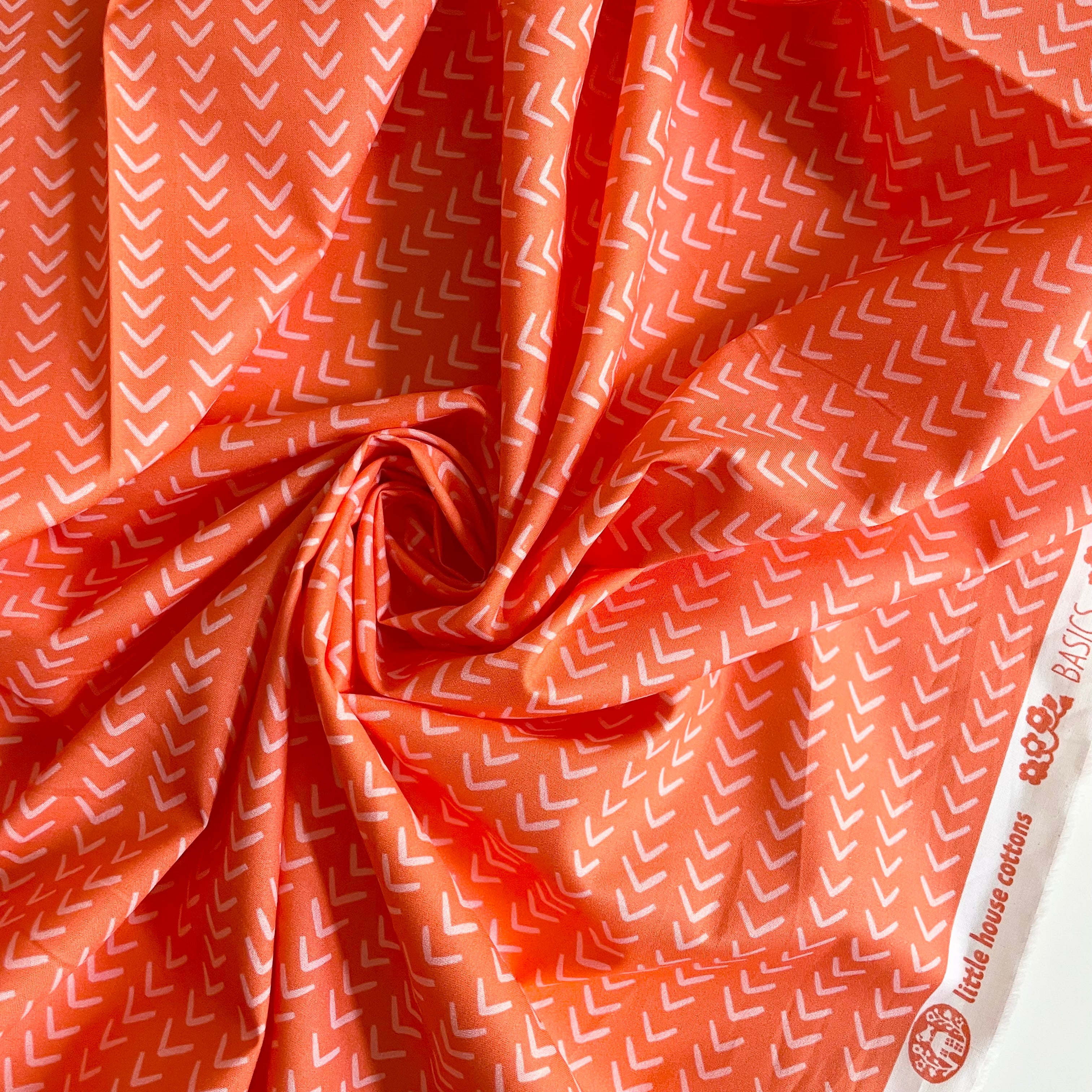 Little House Cottons Organic Poplin - Chevron Tomato Blush