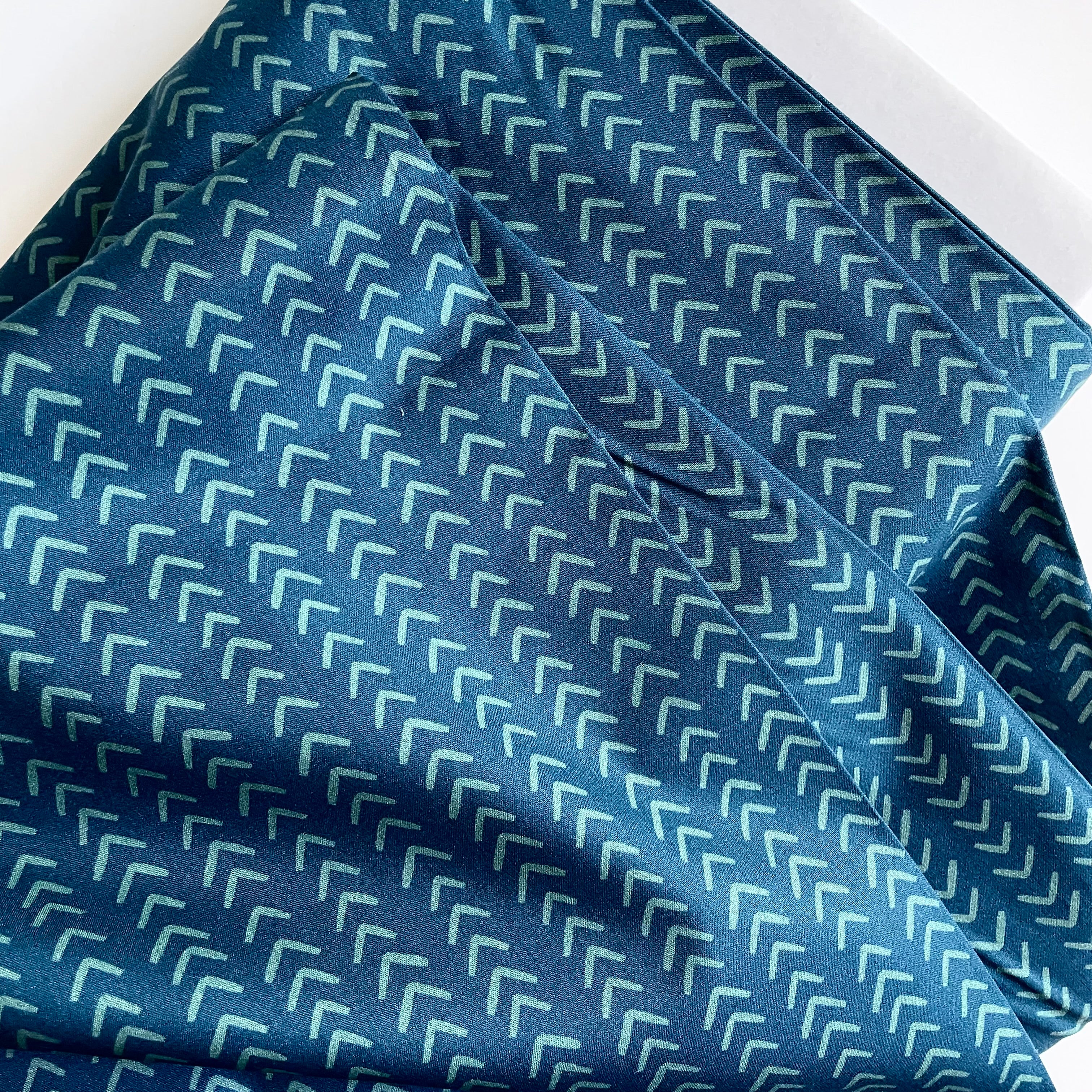 Little House Cottons Organic Poplin - Chevron Midnight Slate