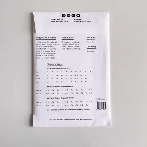 Grainline Studio : Linden Sweatshirt