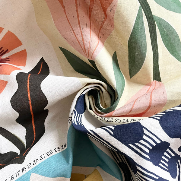 Kokka Cotton / Linen Canvas - Bookhou Calendar panel fabric