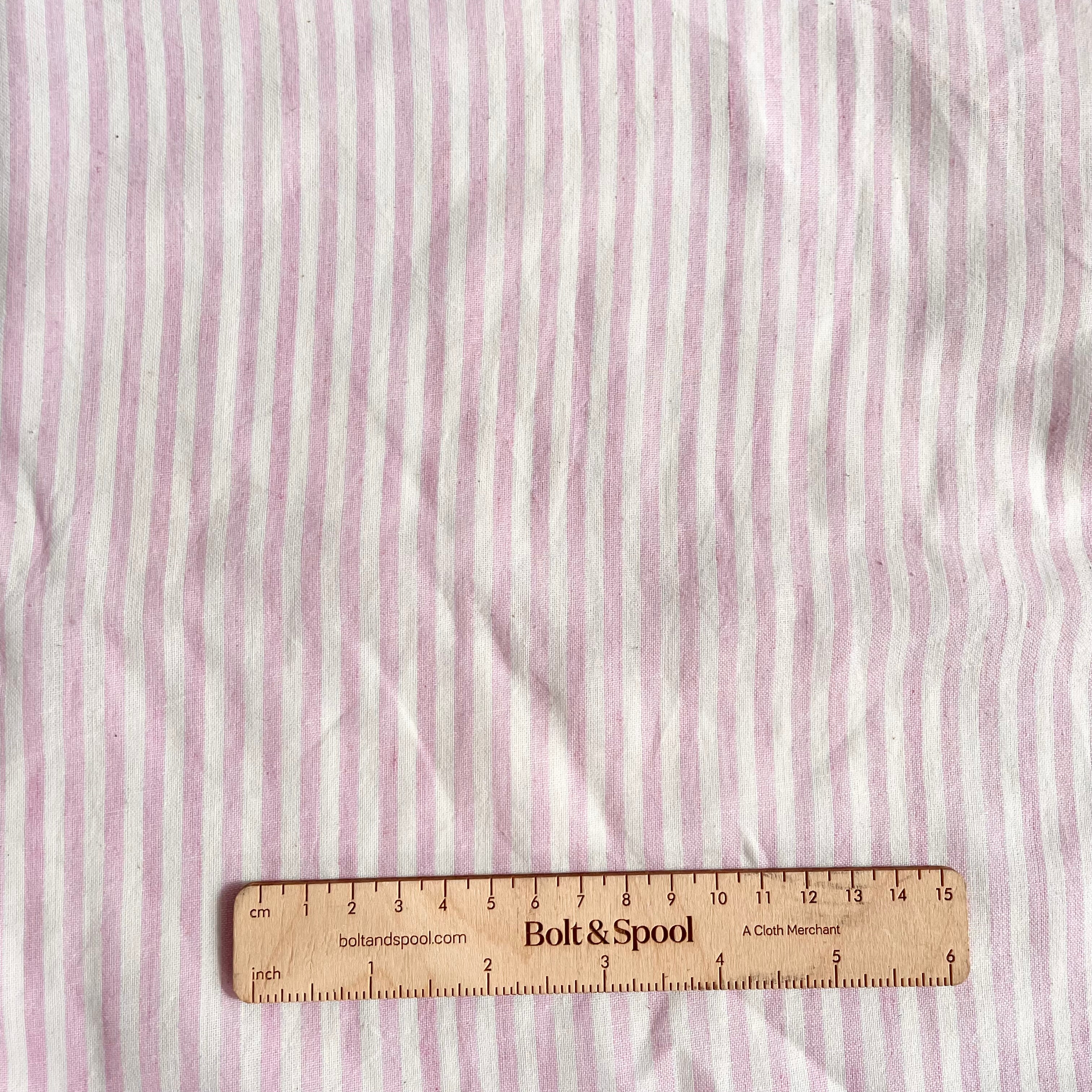 Bengal Handlooms Khadi Cotton - Soft Pink Stripe