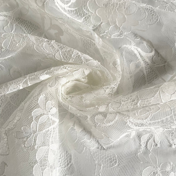 Nylon Chantilly Lace - Rosettes Ivory