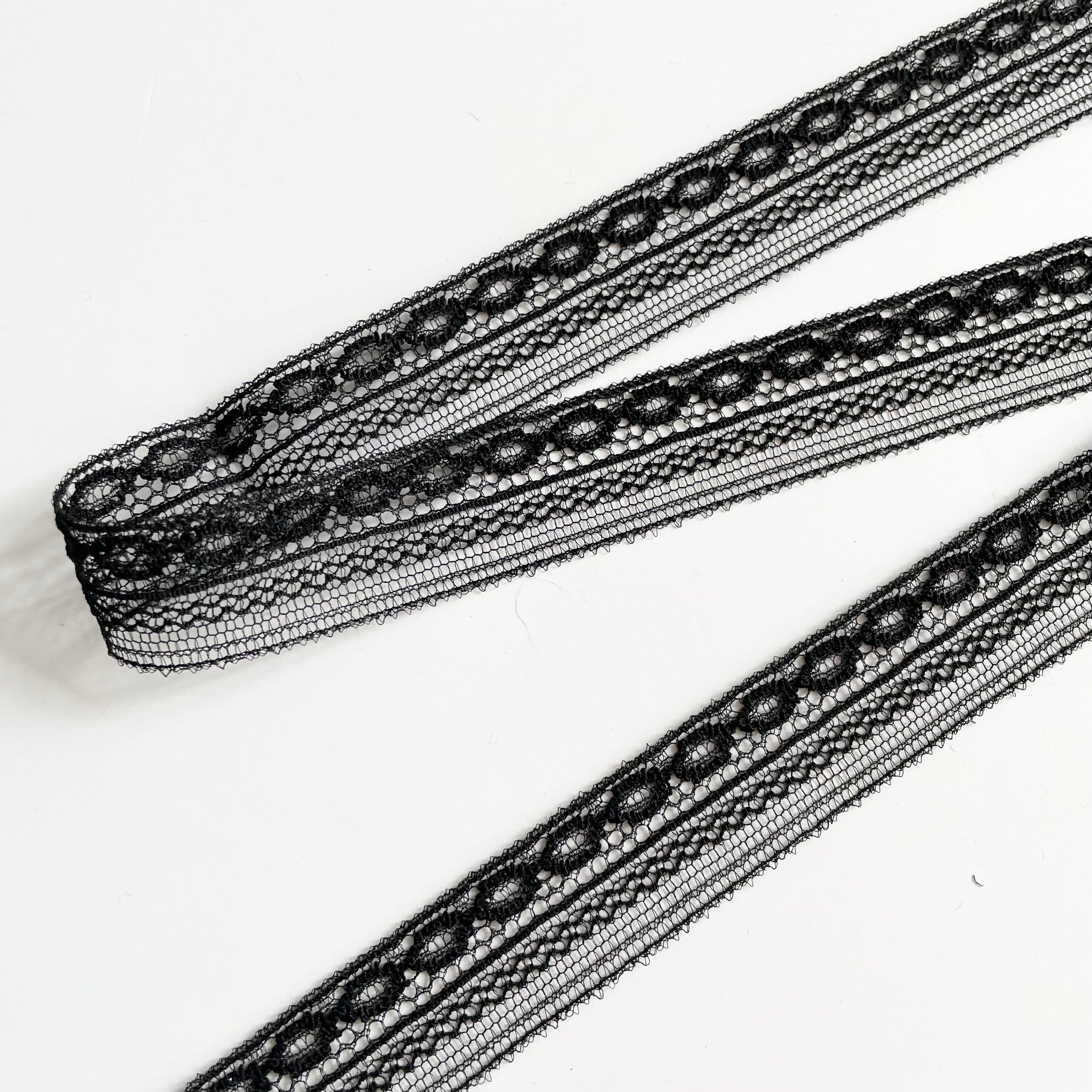 Solstiss Lace : Striped Entredeux - Black