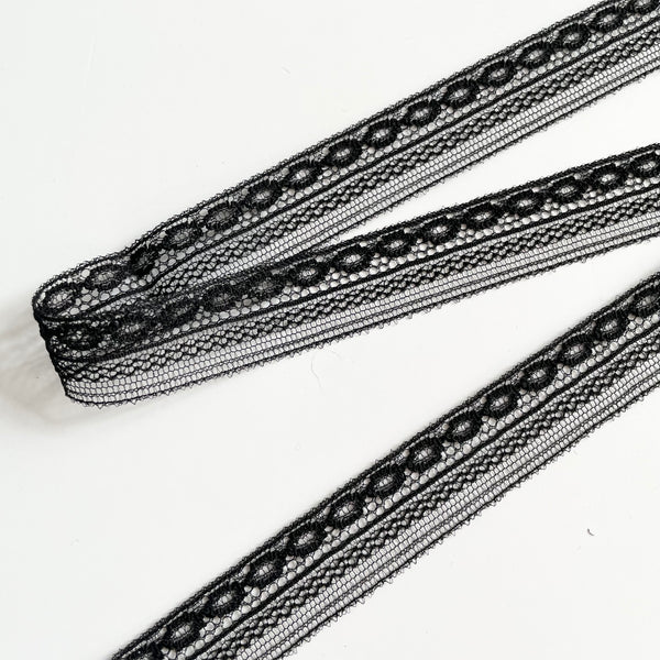 Solstiss Lace : Striped Entredeux - Black