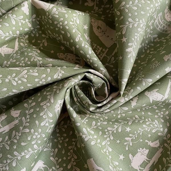 Tilda Fabrics quilting cotton : Merry Little Christmas - Paperscenes Artichoke green