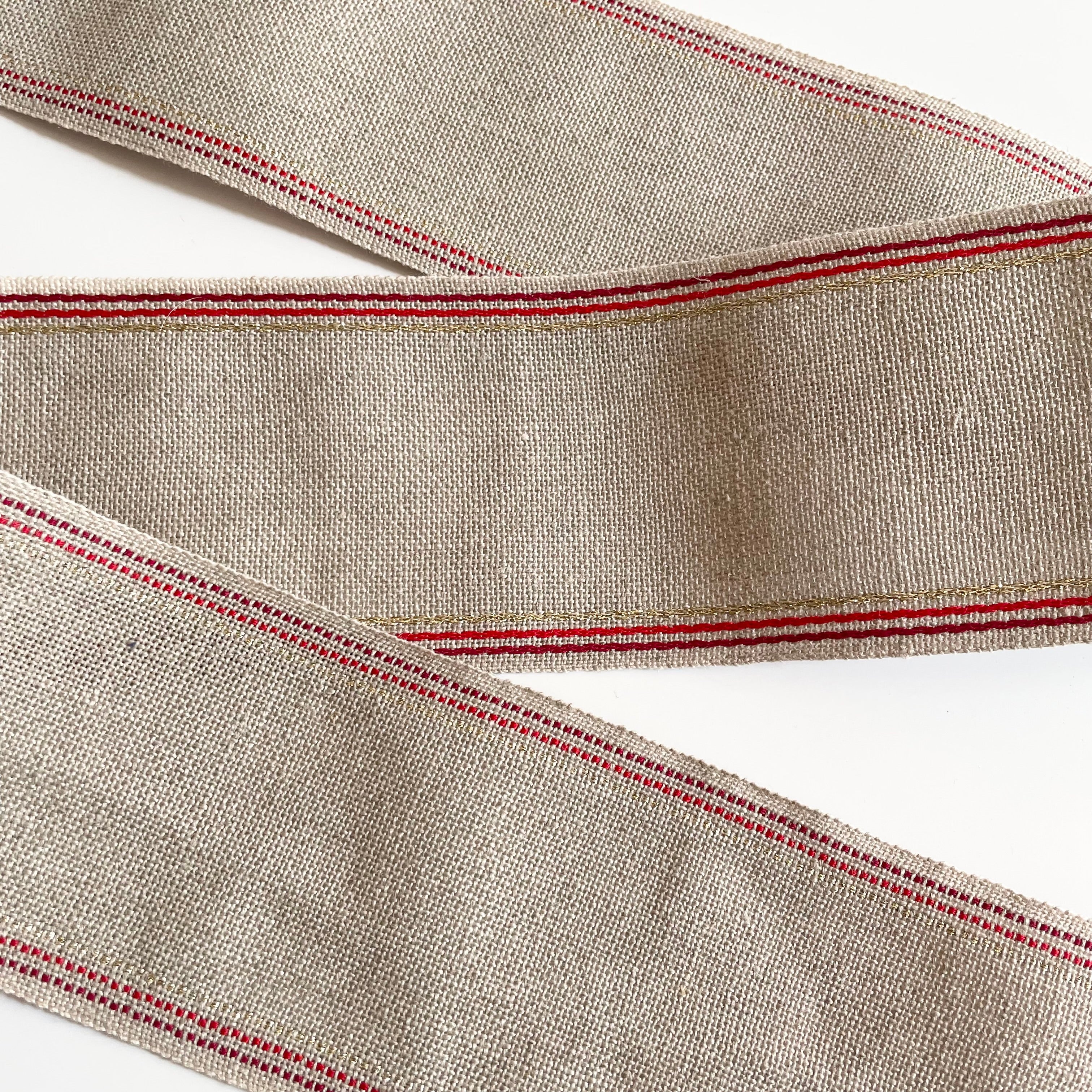 Wichelt Taylor Linen Stitching Band - Natural / Red / Gold