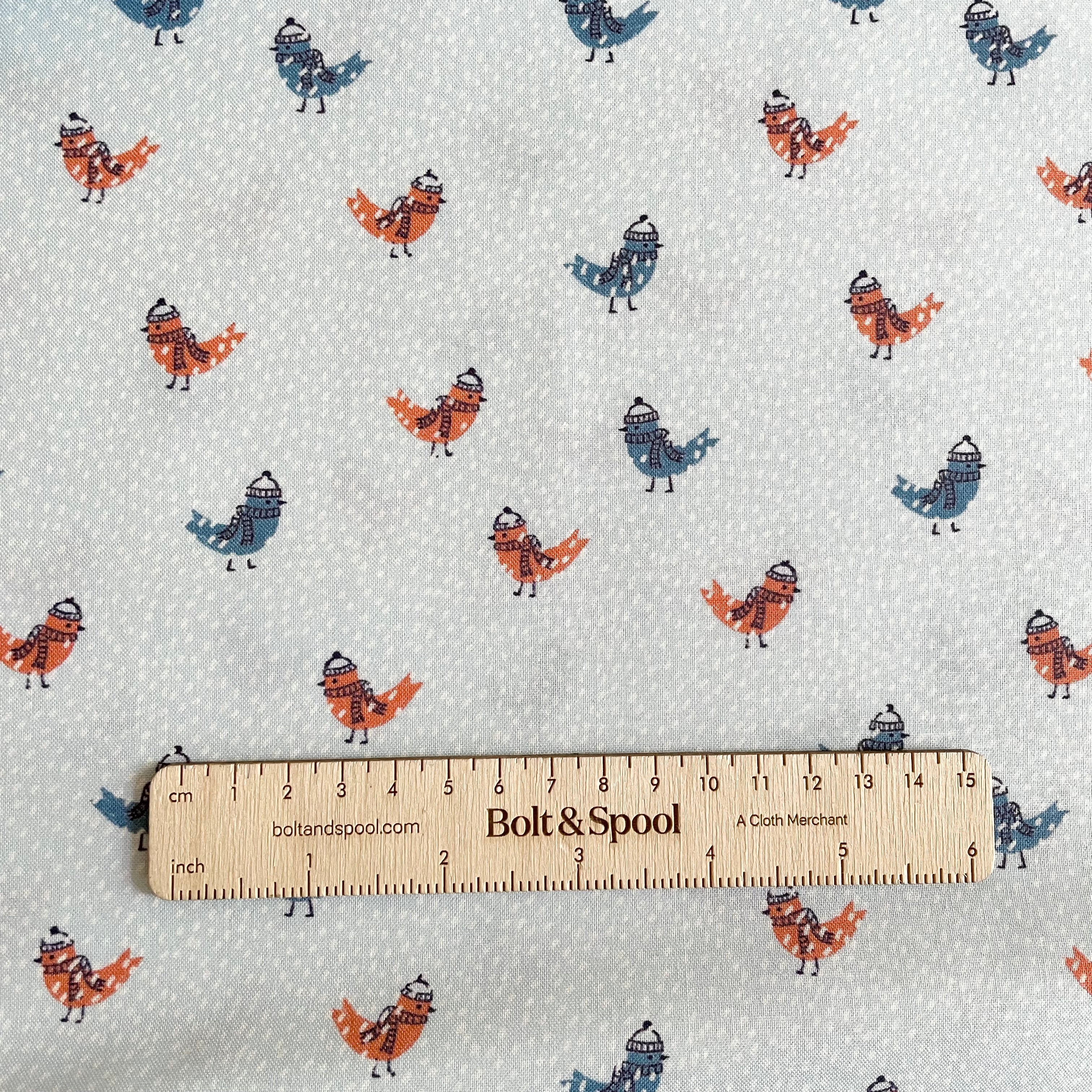 Cloud9 Organic Cotton : Snow Friends - Birdie Flurry Blue