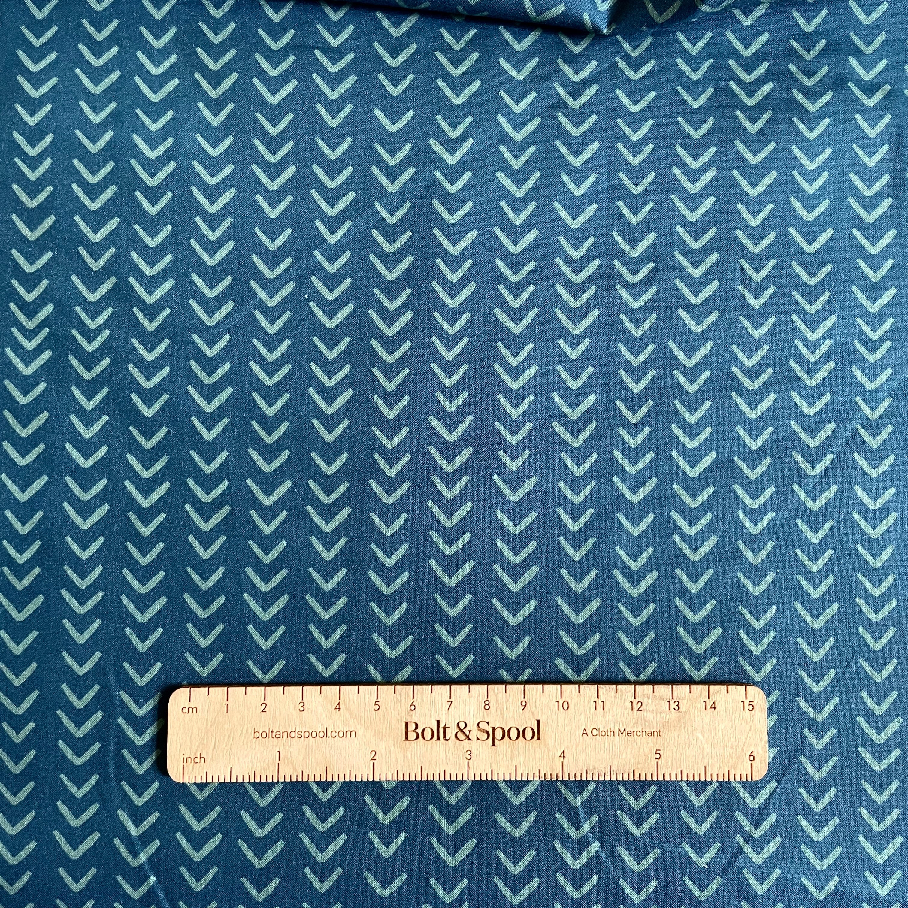 Little House Cottons Organic Poplin - Chevron Midnight Slate
