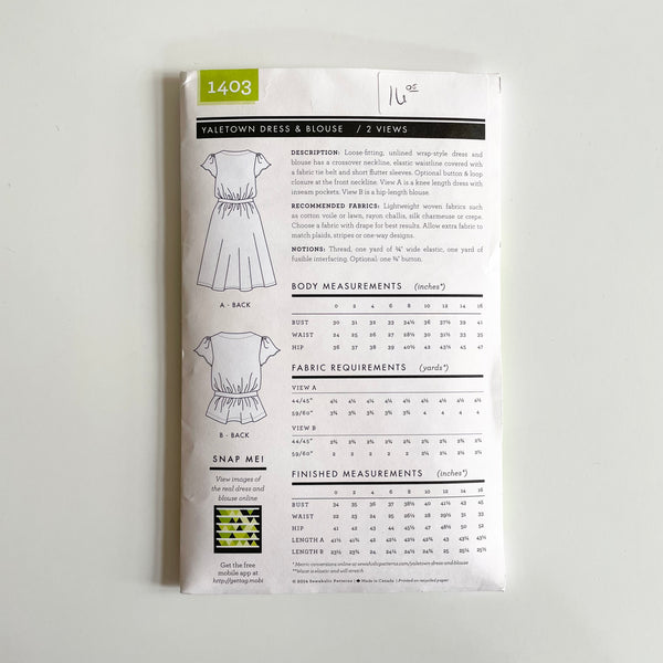 Sewaholic Patterns : Yaletown Dress and Blouse