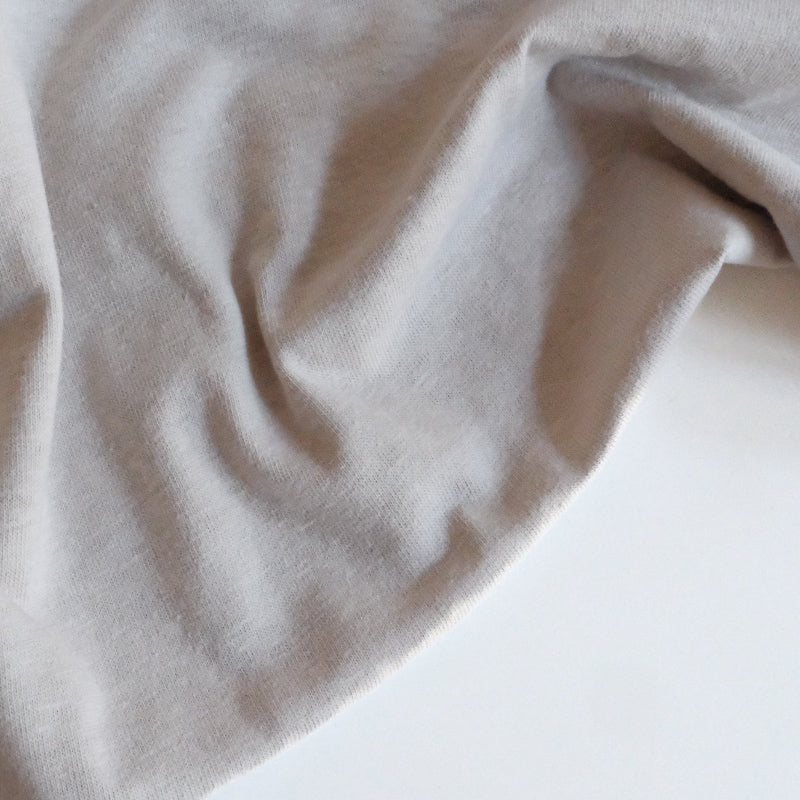 Cotton slub knit taupe fabric 