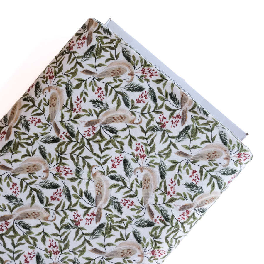 Dear Stella Christmas Quilt Fabric White Turtle Doves