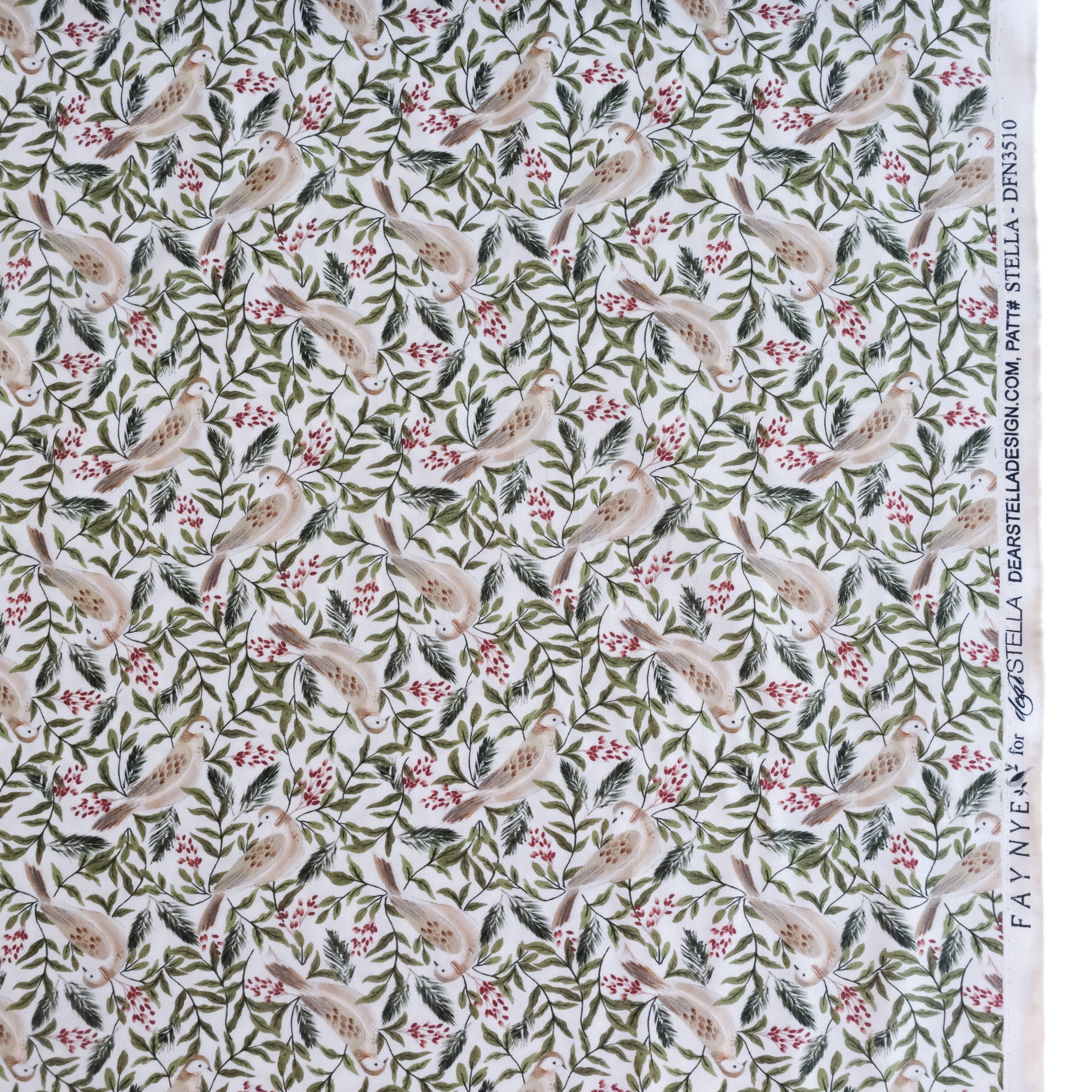 Dear Stella Christmas Quilt Fabric White Turtle Doves