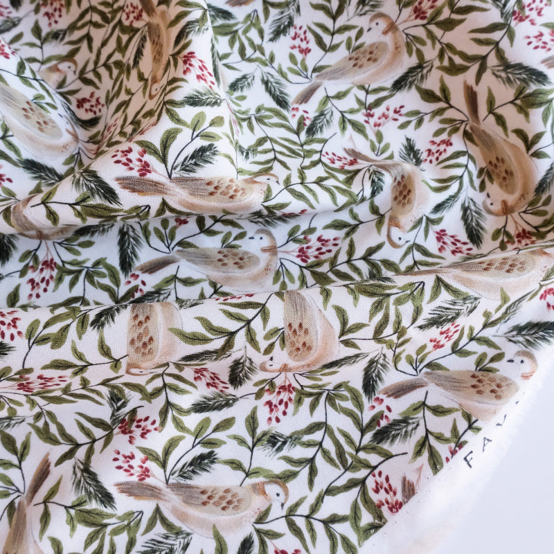Dear Stella Christmas Quilt Fabric White Turtle Doves