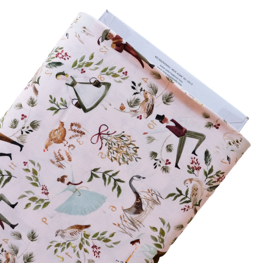 Dear Stella quilting fabric Christmas Blush Twelve Days