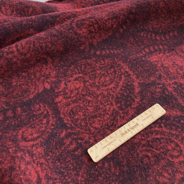 Boiled Wool - Paisley red blue fabric