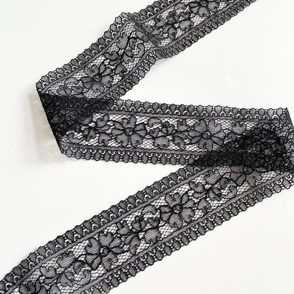 Solstiss Lace : Floral Galloon - Black