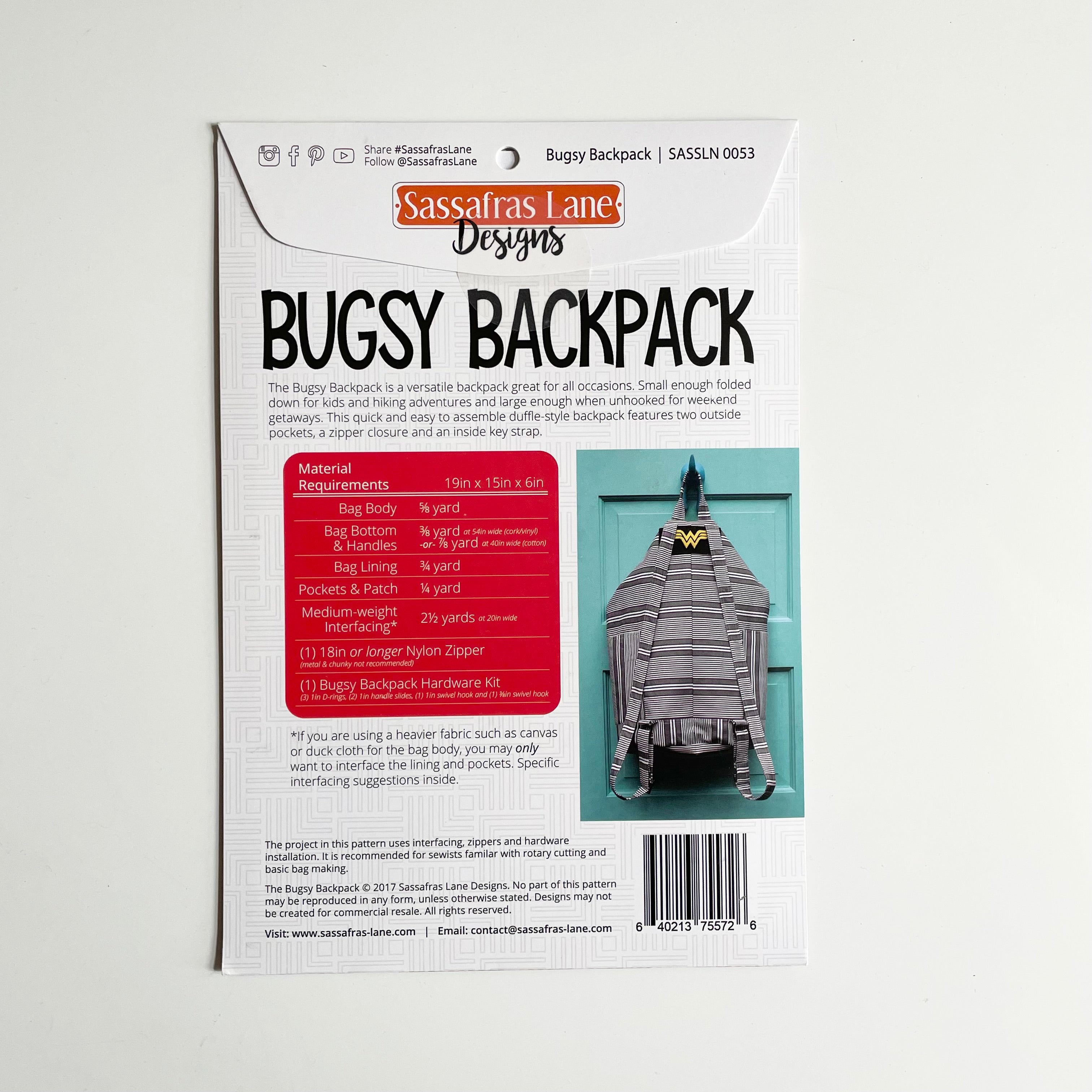 Sassafras Lane Designs : Bugsy Backpack